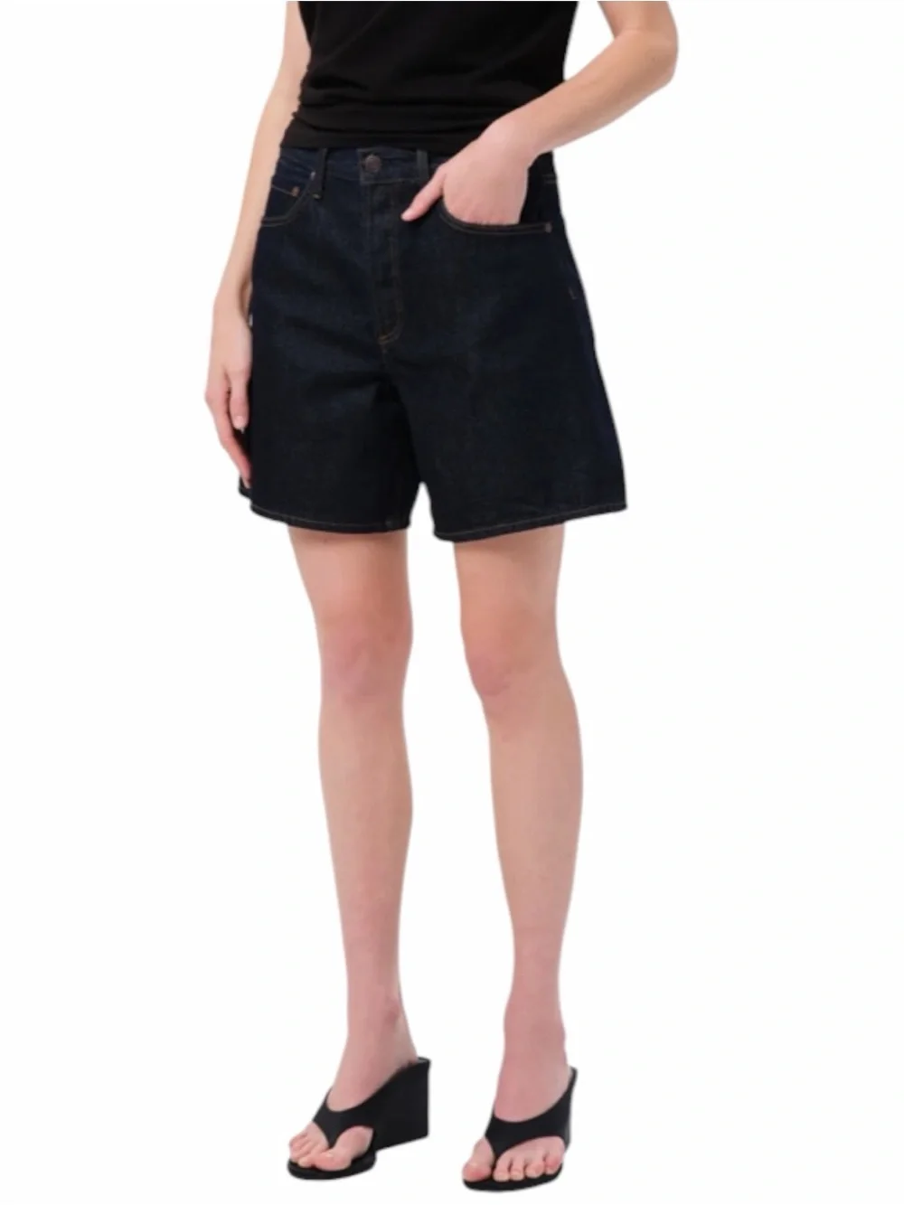 NWT Agolde Dame Short High Rise Baggy in Rinse Wash Size 25
